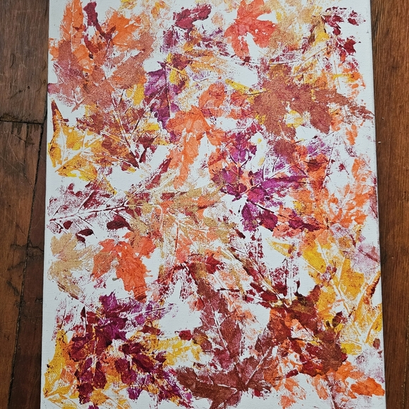 11x14 painting, leafs - Picture 2 of 2